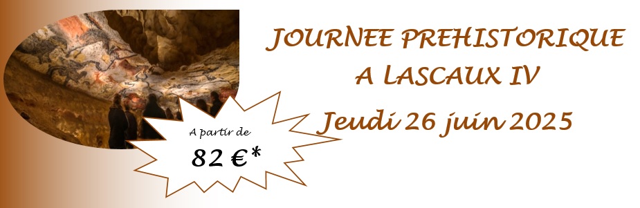 DEPART GARANTI - Après un déjeuner typiquement périgourdin, Lascaux IV vous dévoilera tout son art et vous fera vivre une expérience unique ! 43 places sont disponibles.